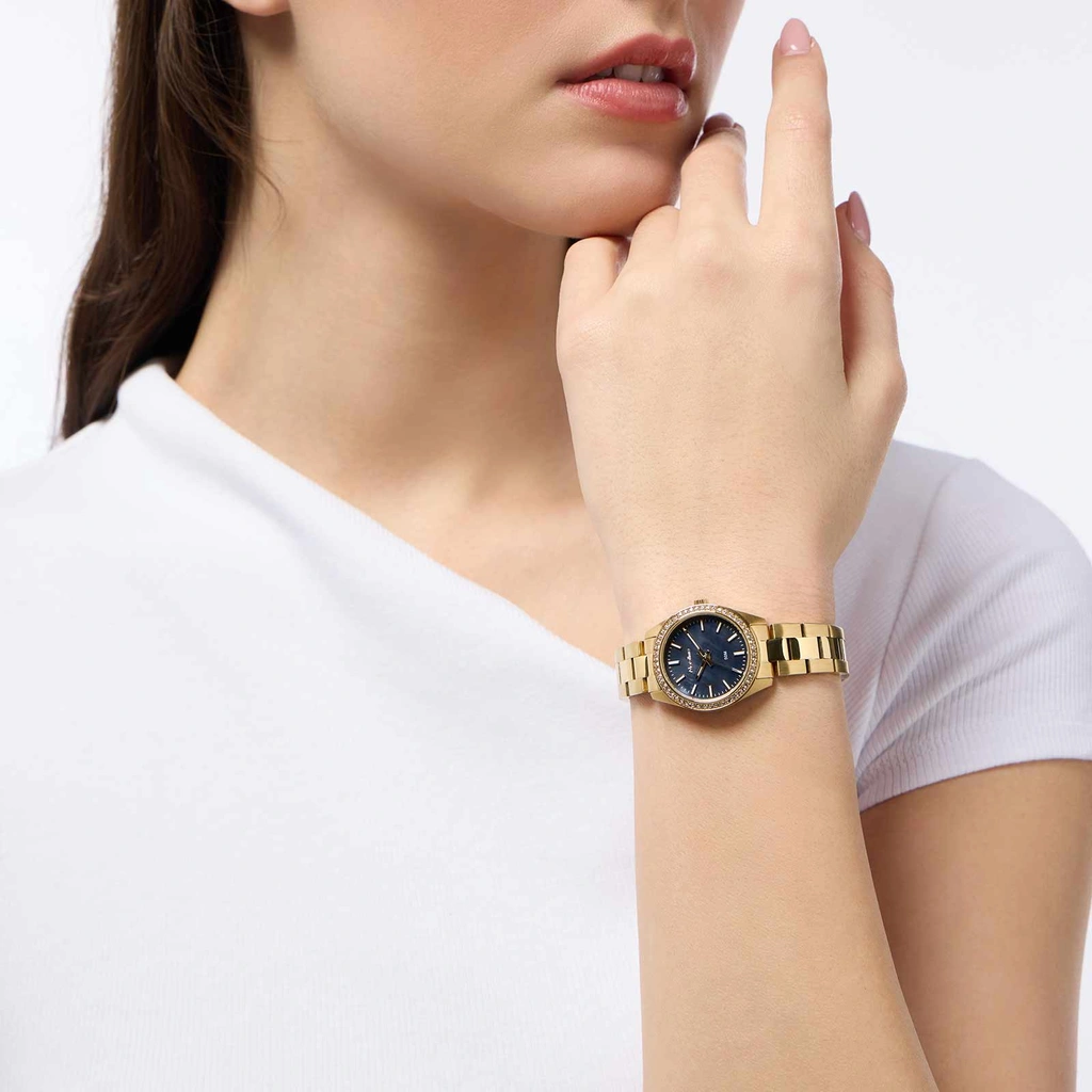 Moretime damklocka - guld/svart pärlemor, 28mm