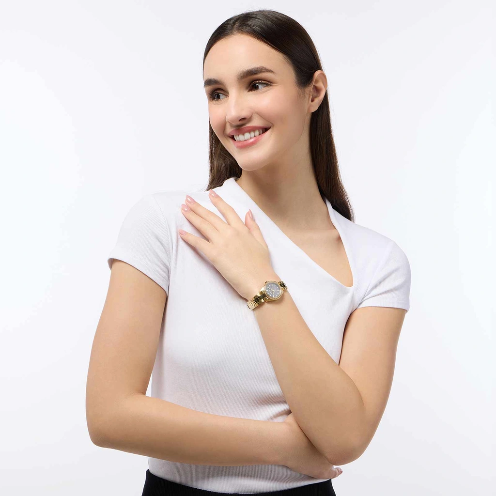 Moretime damklocka - guld/svart pärlemor, 28mm