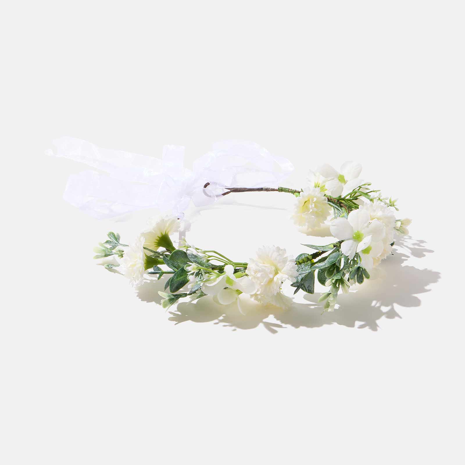 Hårkrans - vita blandade blommor