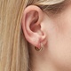 18k guldpläterade örhängen - hoops, två rader med stenar,  12mm