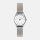 Regal damklocka - silver/vit, meshband, 24mm
