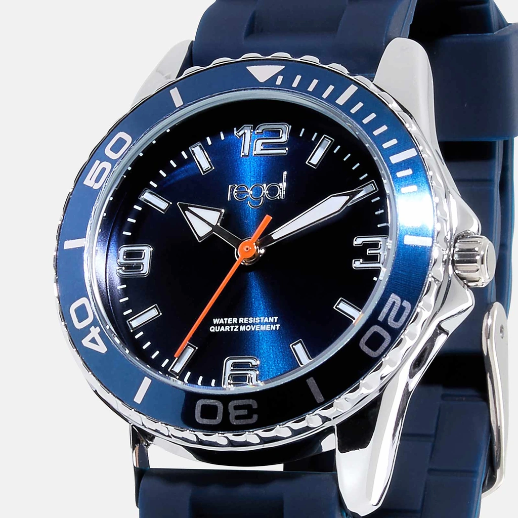 Regal barnklocka - blå/blått gummiband, 32mm