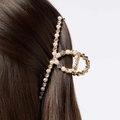 Guldfärgad hårklämma - strass, 11 cm
