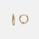 Guldfärgade örhängen - räfflade hoops, 10 mm