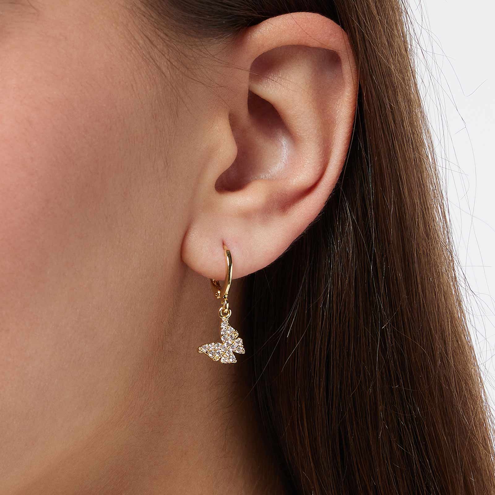 Guldfärgade hoops - fjärilar, 10mm