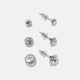 3-pack silverfärgade studs - vita stenar