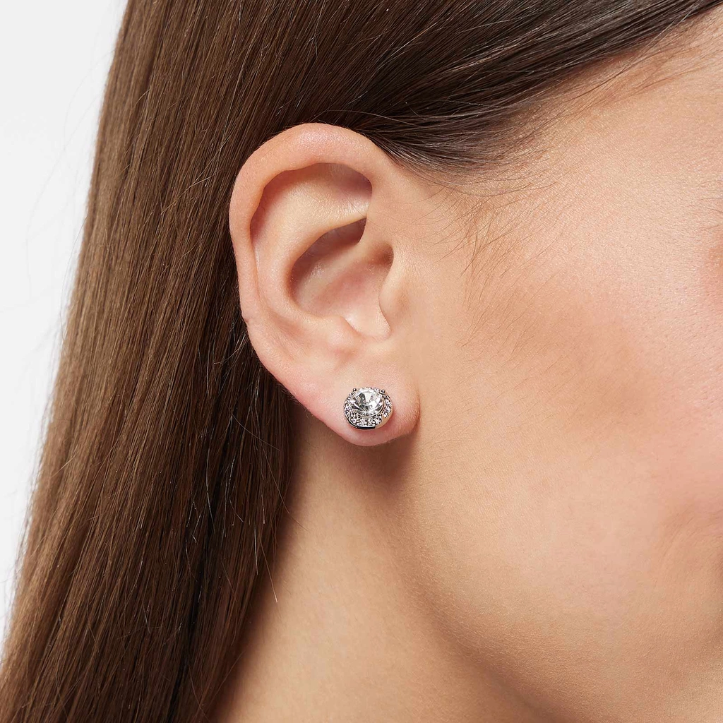 3-pack silverfärgade studs - vita stenar