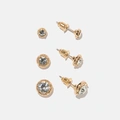 3-pack guldfärgade studs - vita stenar