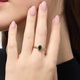 18k guldpläterad ring - grön sten med halo, 52