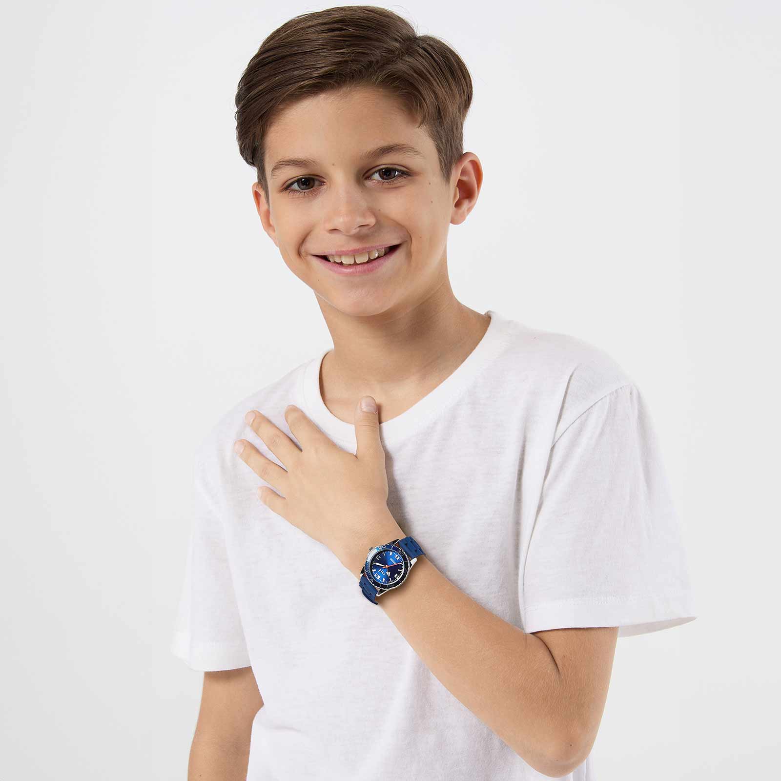 Regal barnklocka - blå/blått gummiband, 32mm