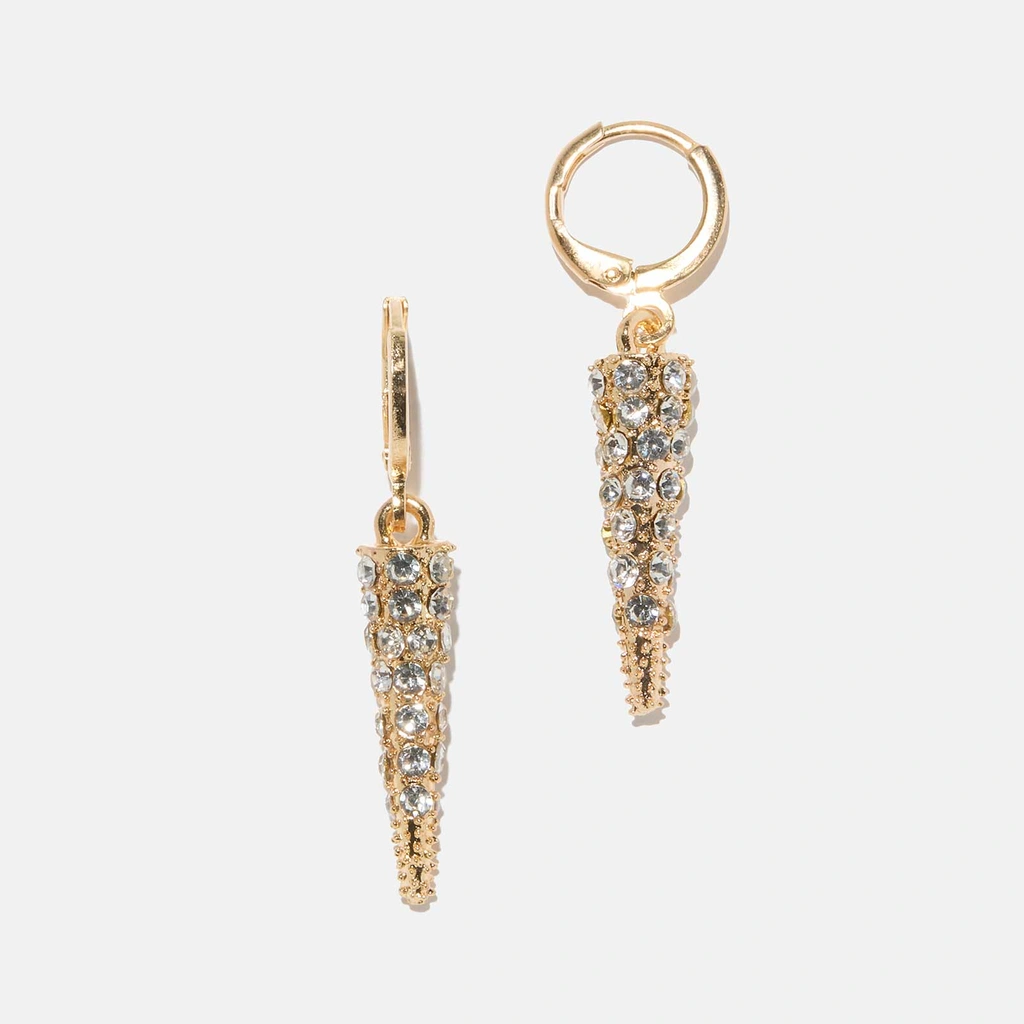 Guldfärgade örhängen - hoops med glittriga nitar