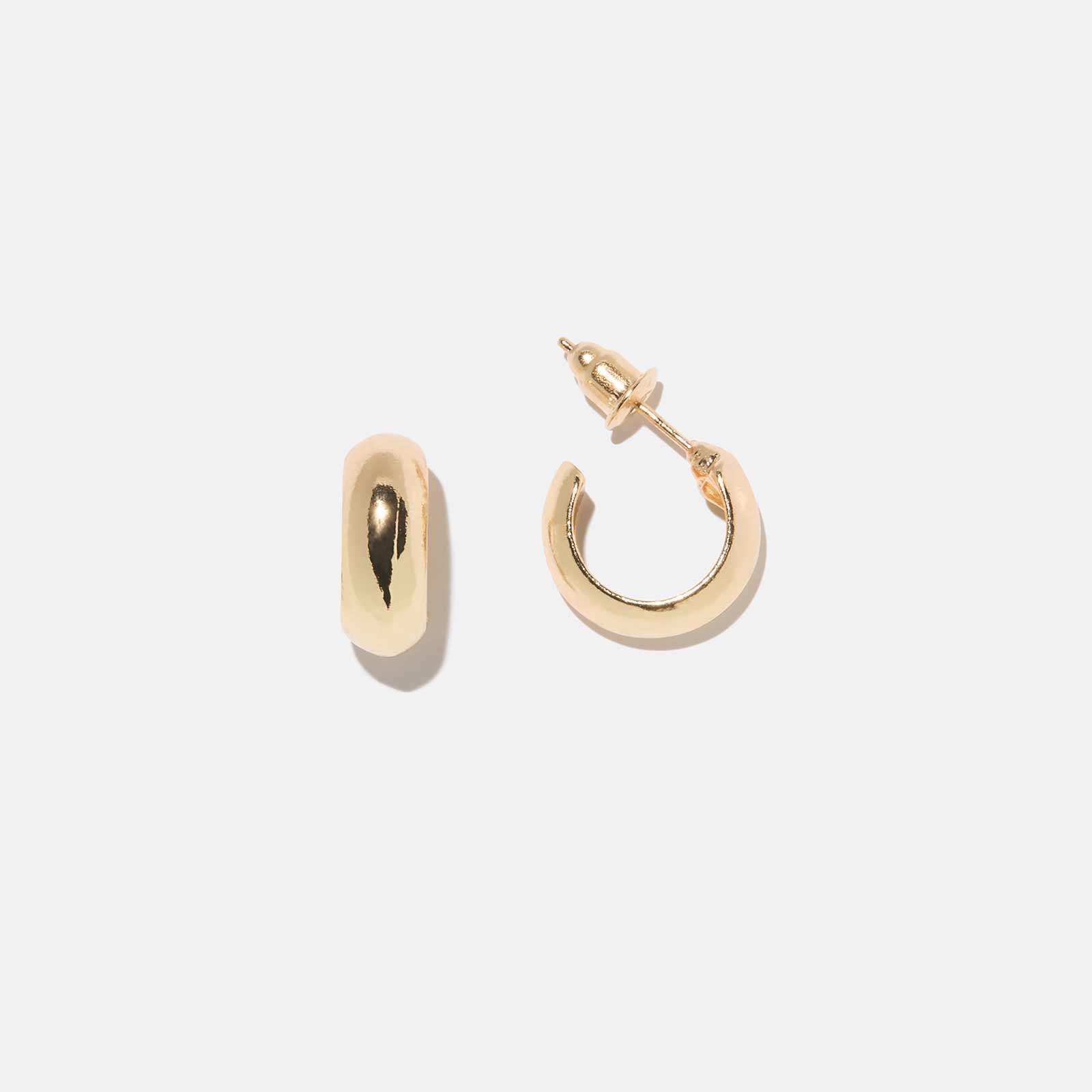 Guldfärgad örhängen, rundade hoops, 10 mm