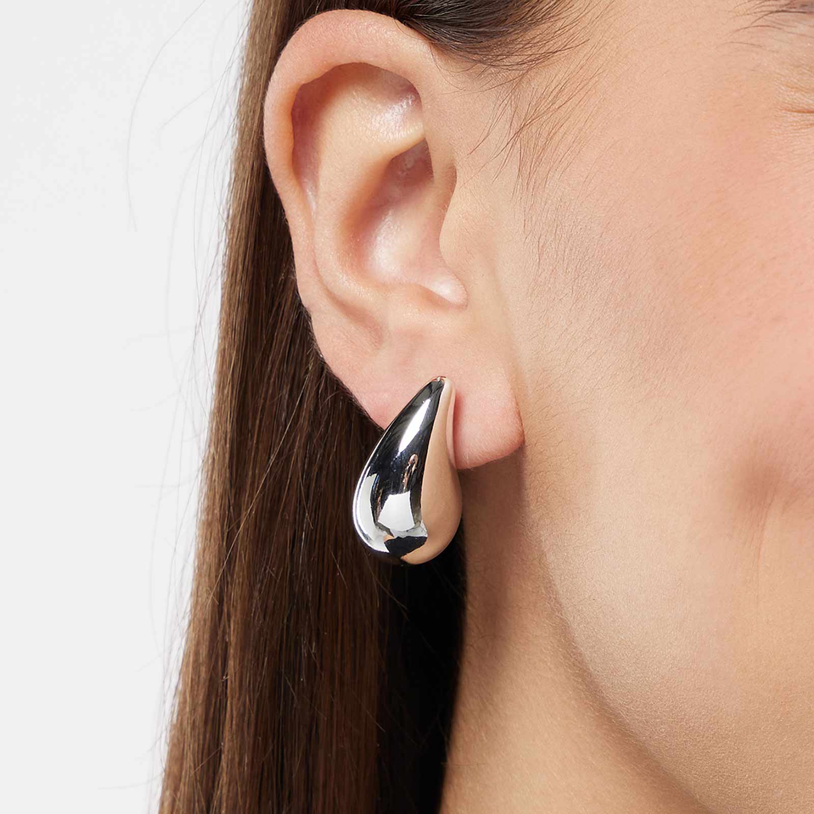 Silverfärgade örhängen - chunky droppar, 25mm