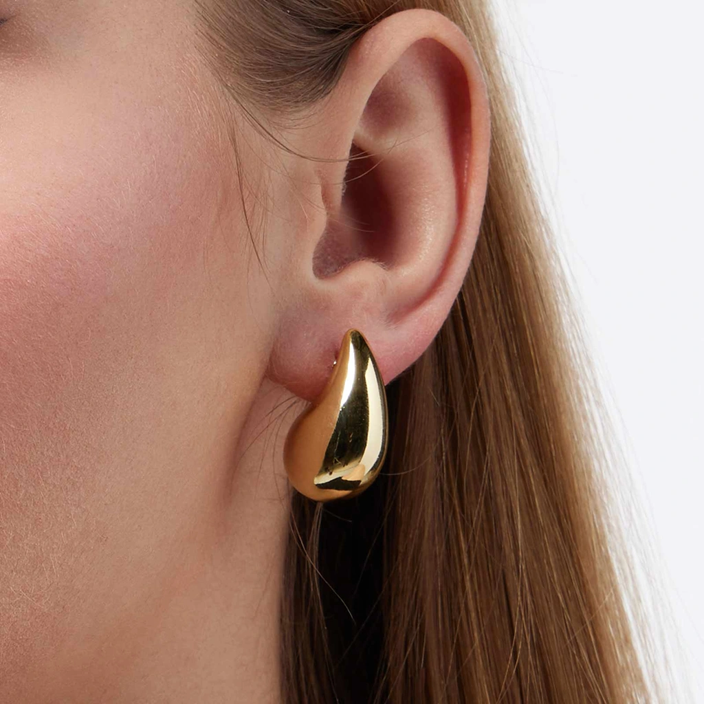 Guldfärgade örhängen -chunky droppar, 25mm