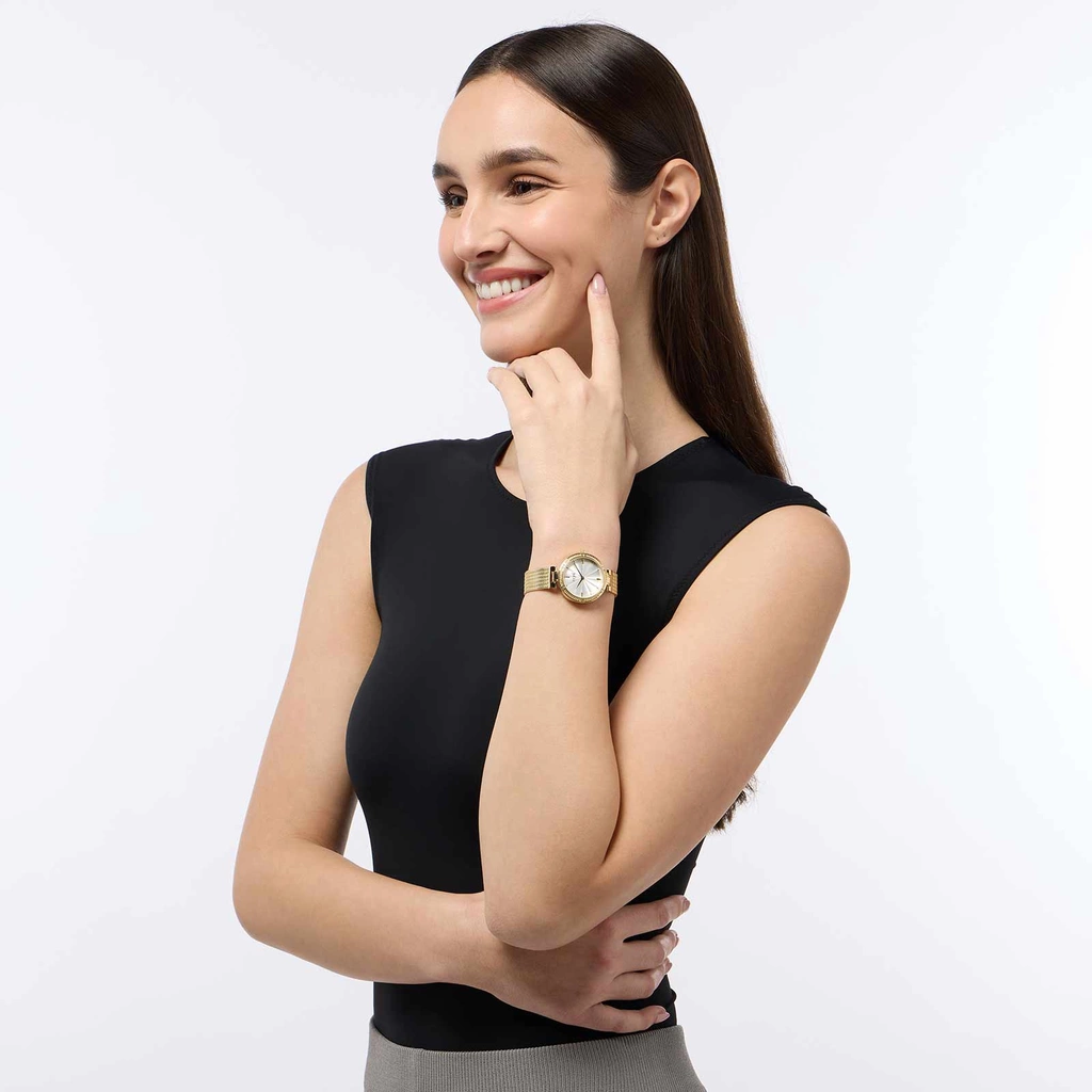 Regal damklocka - metallband guld, 32 mm