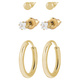 3-pack örhängen - guldfärgade studs & hoops