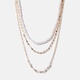 Guldfärgat halsband - 3 rader, ovala pärlor, 40+8 cm