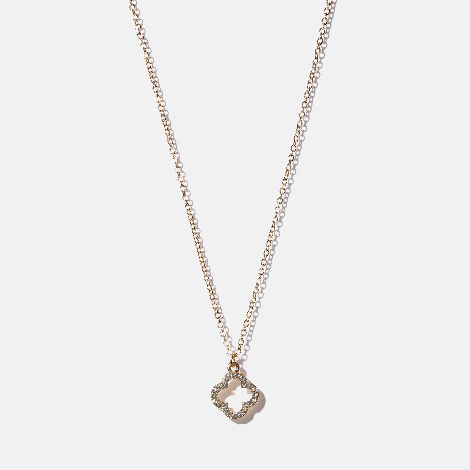 Guldfärgat halsband - fyrklöver, 42+6cm