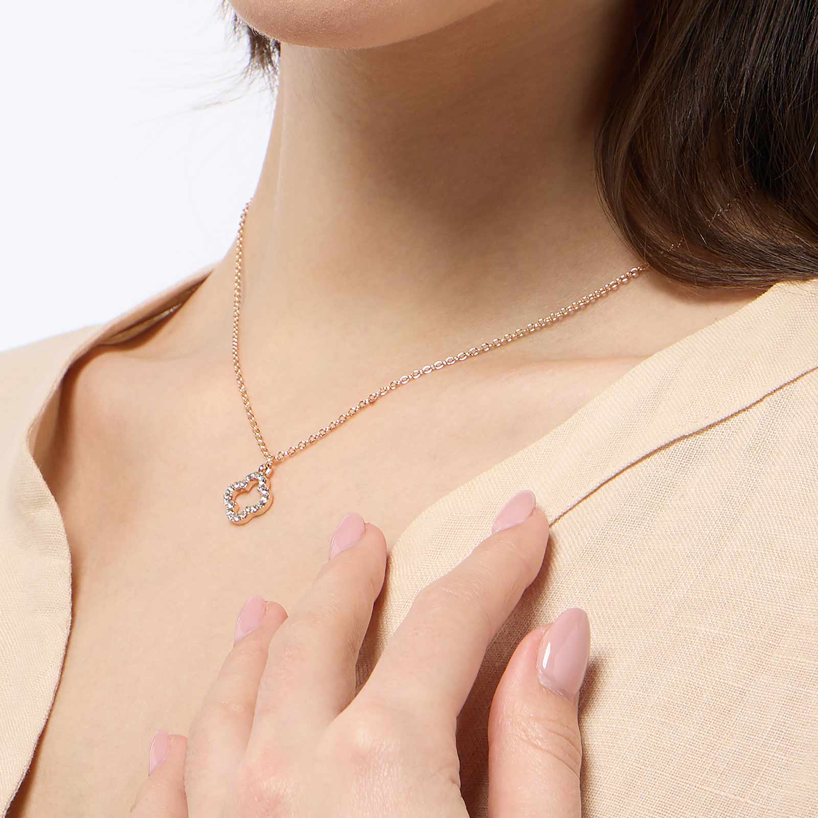 Guldfärgat halsband - fyrklöver, 42+6cm