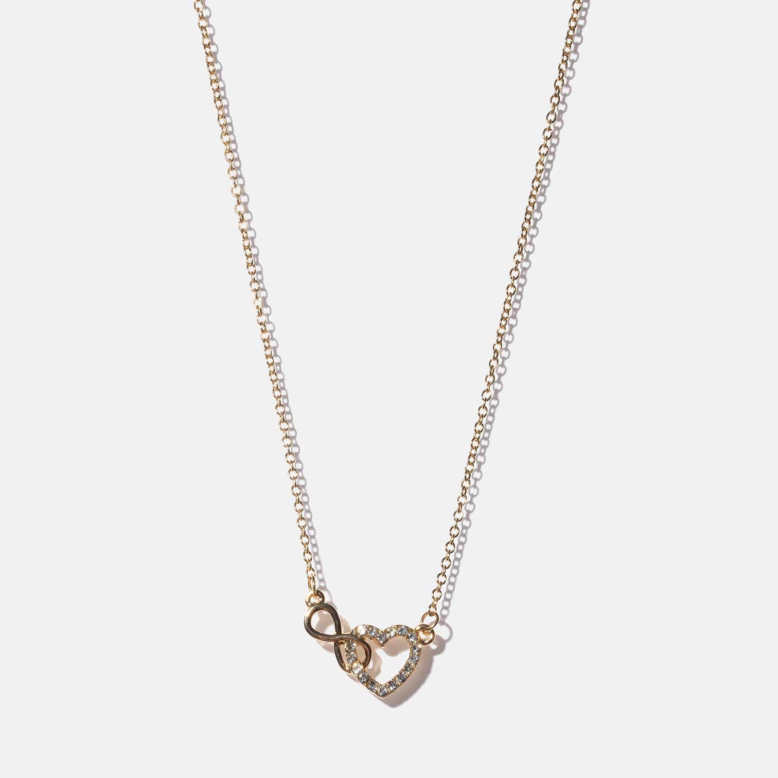 Guldfärgat halsband - hjärta & infinitysymbol, 42+6cm