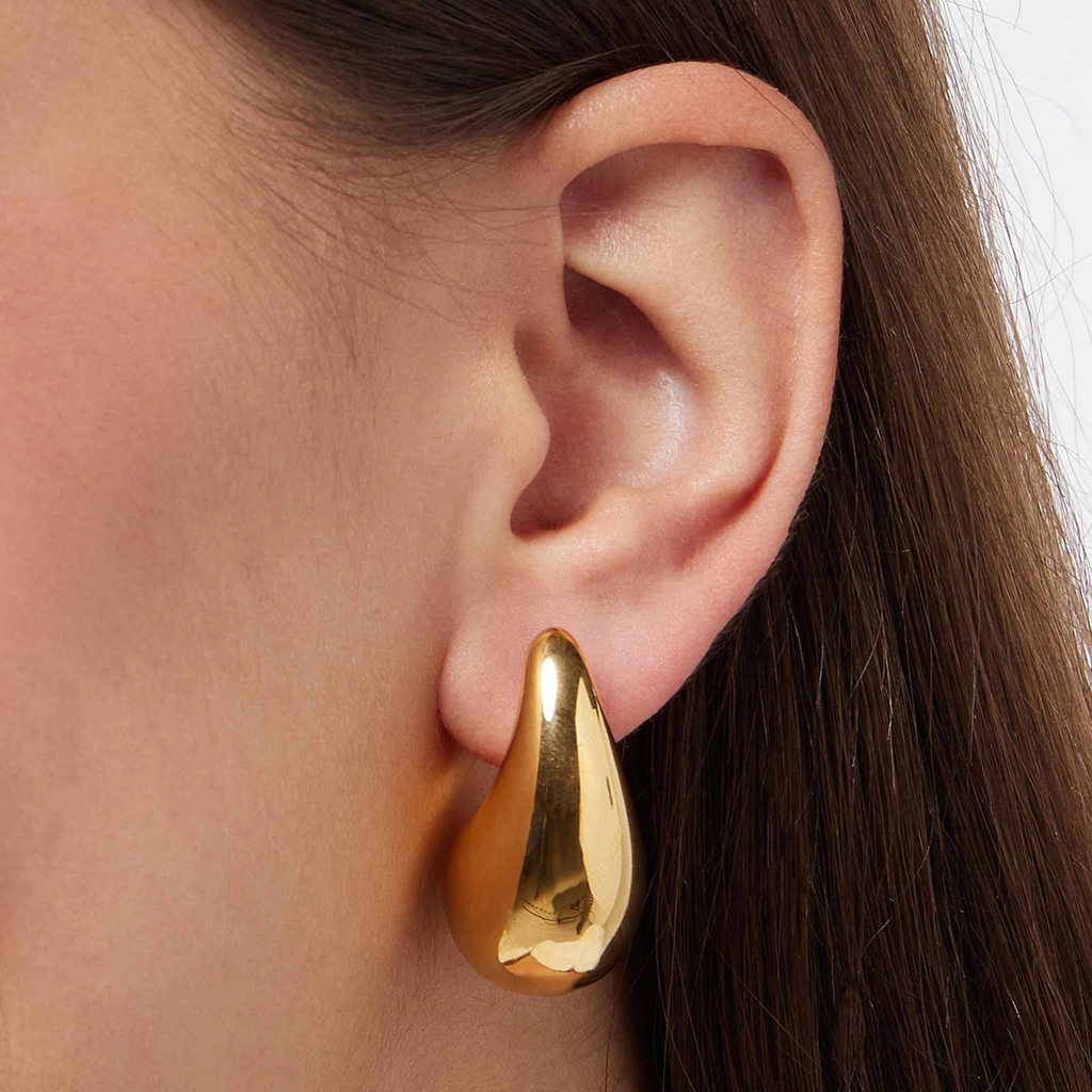 Guldpläterade stålörhängen - chunky droppar, 17x15mm