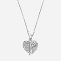 Silverhalsband - hjärta/vinge, 42 cm