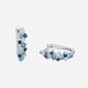 Silverörhängen, creoler med blå och vita stenar - 17 mm