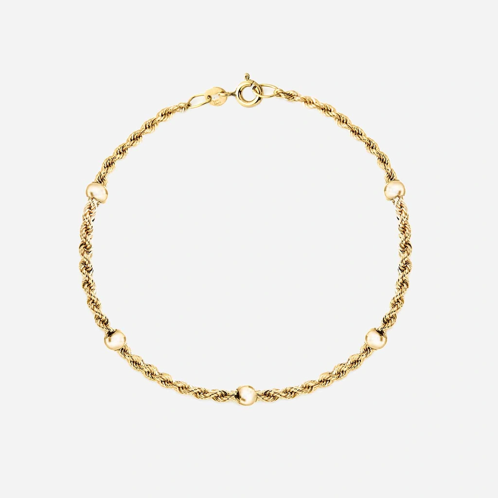 Armband dam 9k guld - Replänk, kulor 18 cm