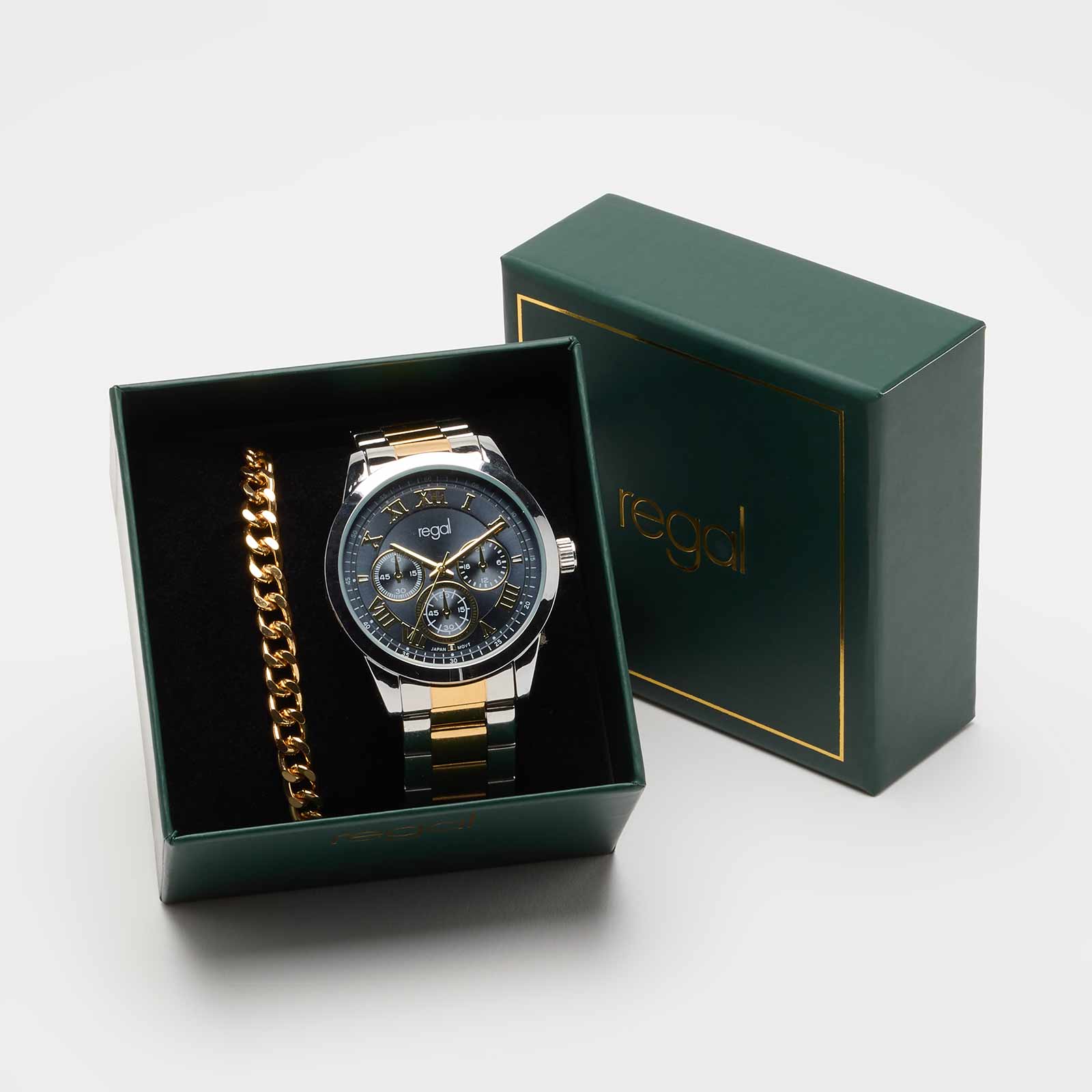 Regal klockset herr - metallband, bicolor, 41mm