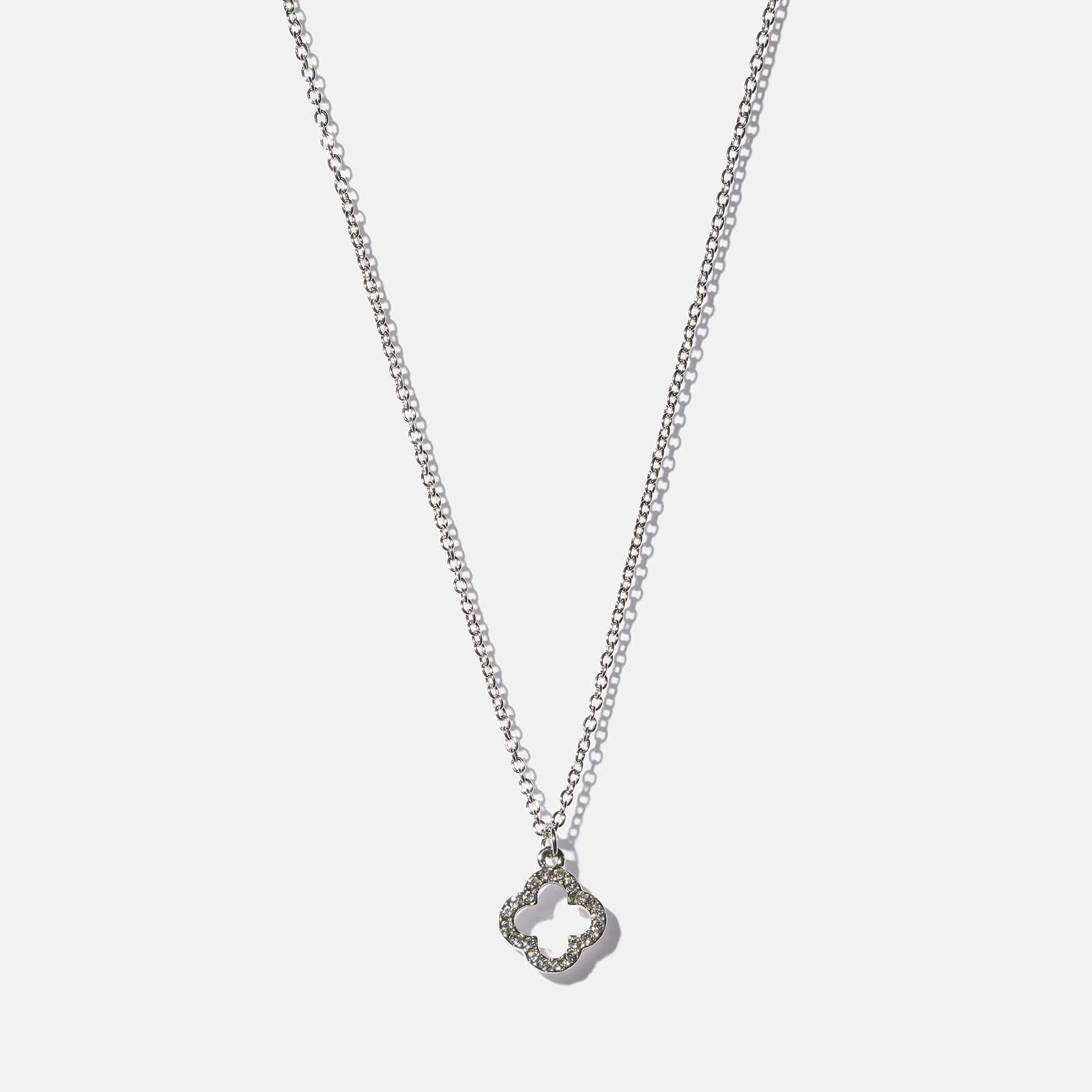 Silverfärgat halsband - fyrklöver, 42+6cm