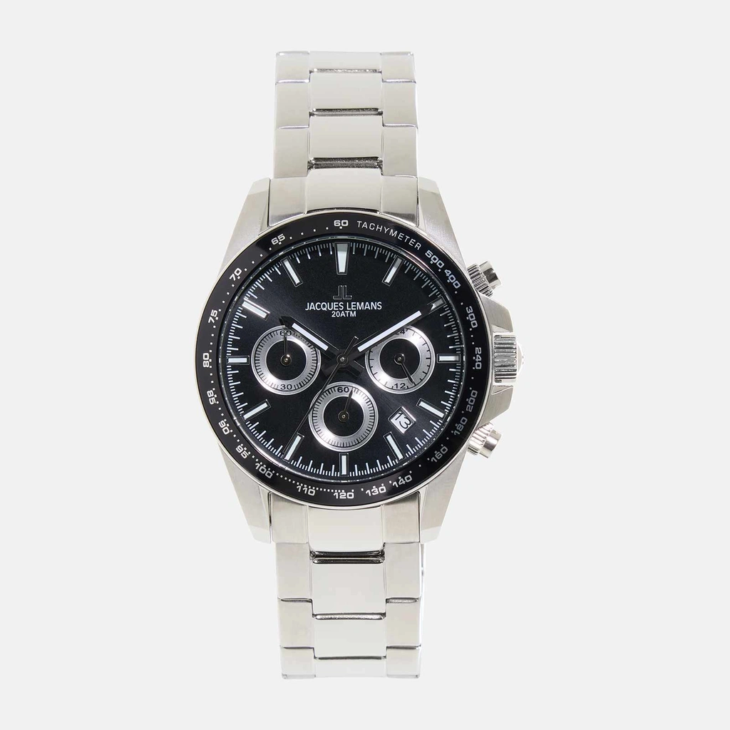 Jacques Lemans Liverpool - klockset herr, stål/svart, 41 mm