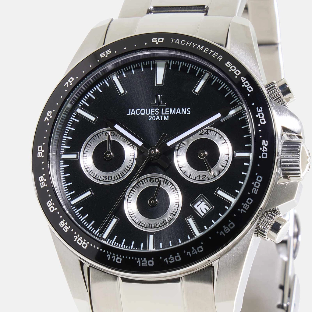 Jacques Lemans Liverpool - klockset herr, stål/svart, 41 mm