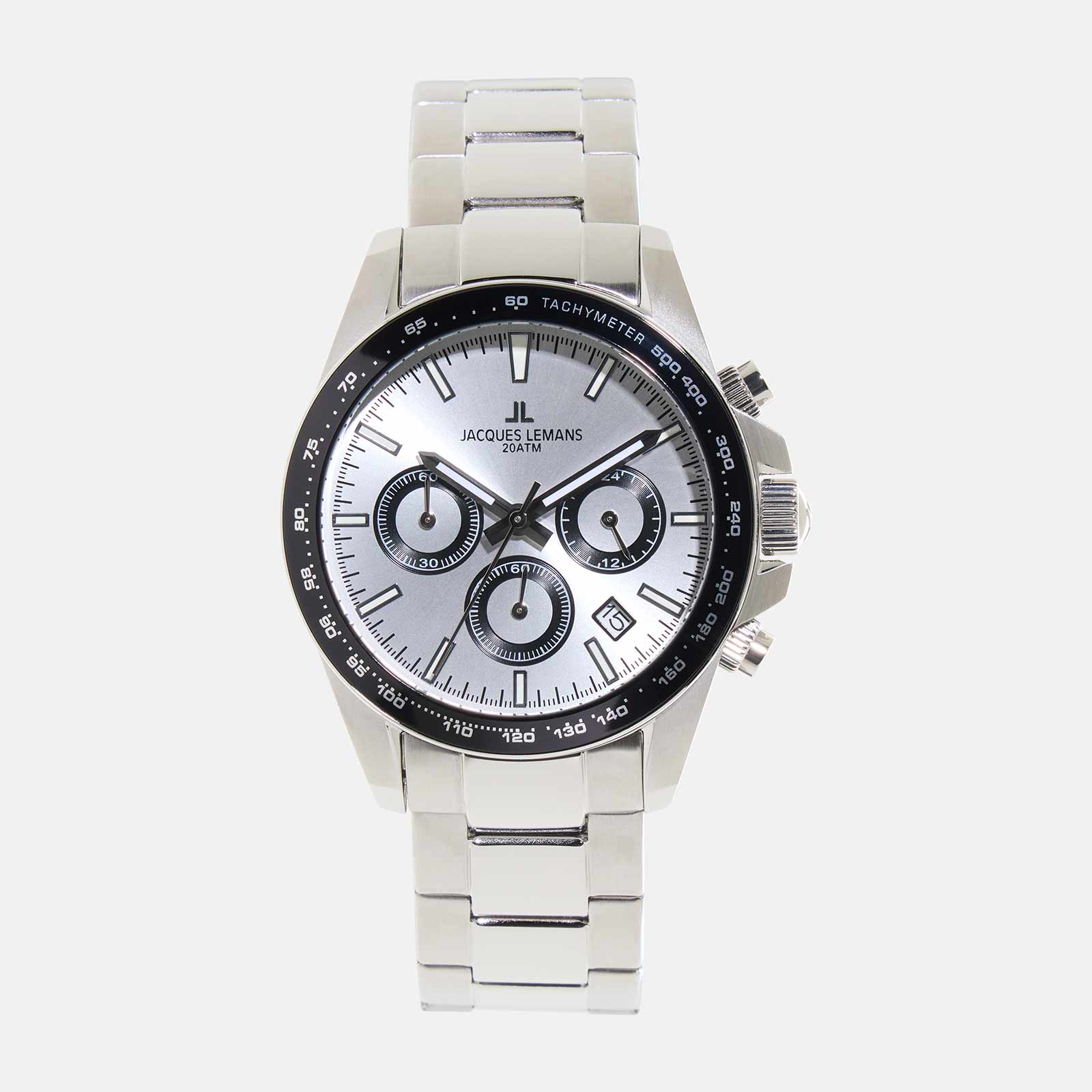 Jacques Lemans Liverpool - klockset herr, stål/vit, 41 mm