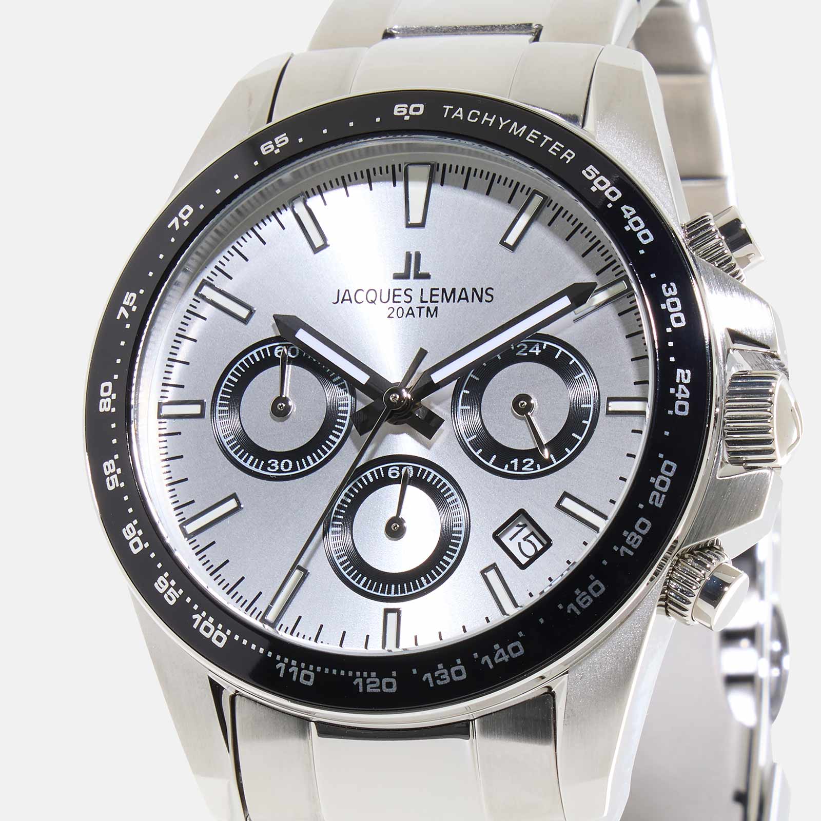 Jacques Lemans Liverpool - klockset herr, stål/vit, 41 mm