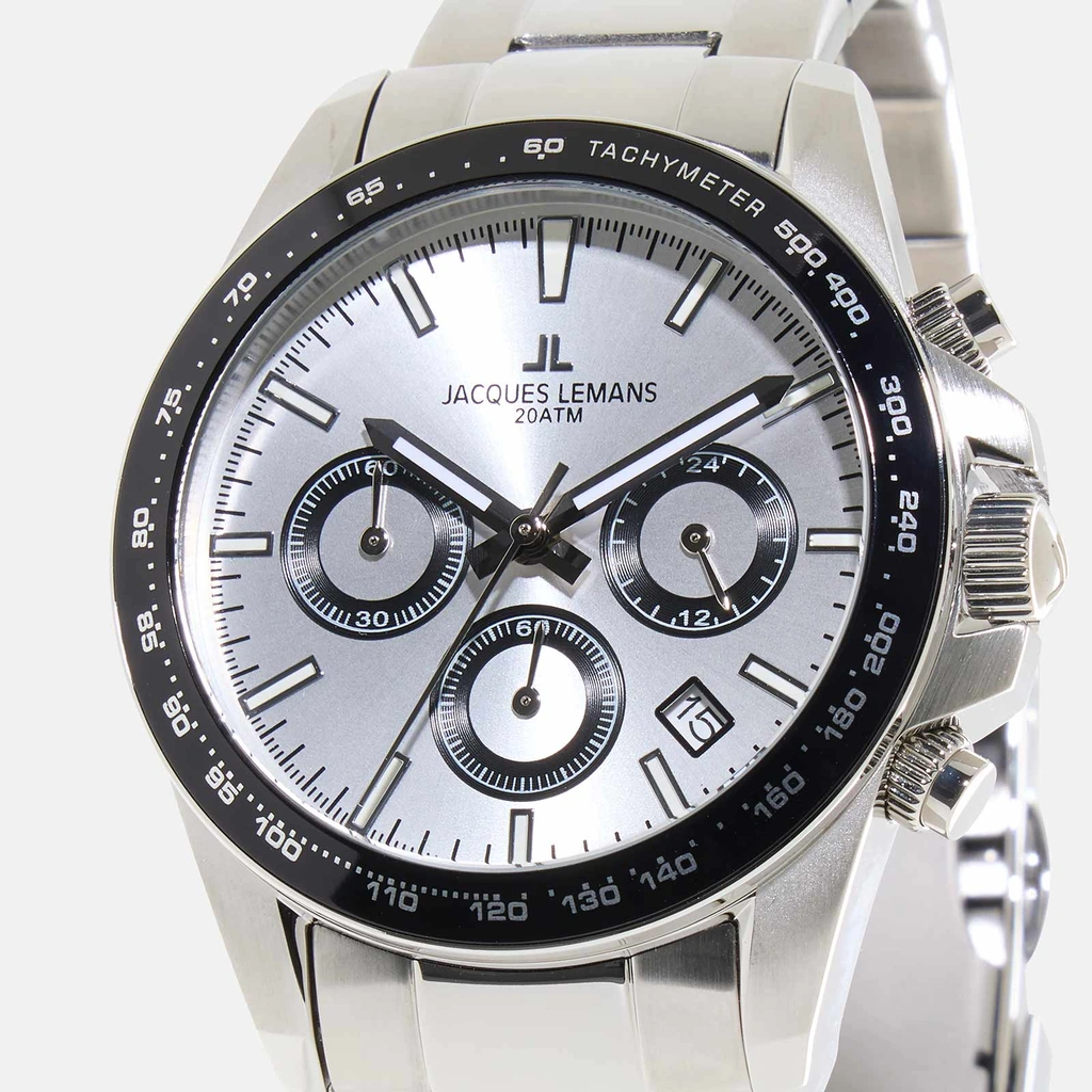 Jacques Lemans Liverpool - klockset herr, stål/vit, 41 mm