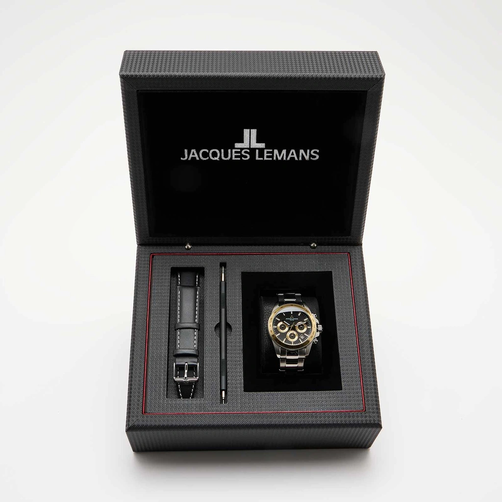 Jacques Lemans Liverpool - klockset herr, bicolor/svart, 41 mm