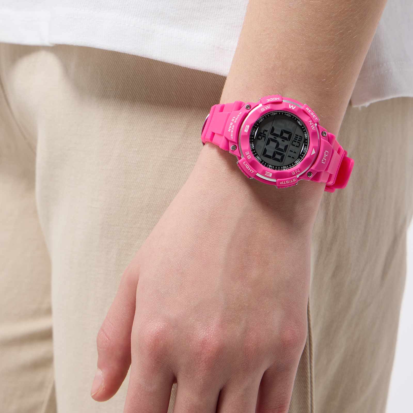 Q&Q digital barnklocka - rosa plast, 38 mm