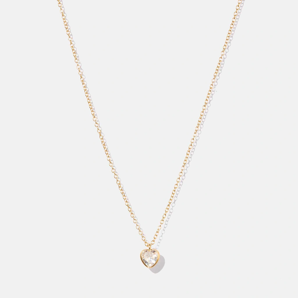 Guldpläterat silverhalsband för barn - vitt hjärta, 36+2cm