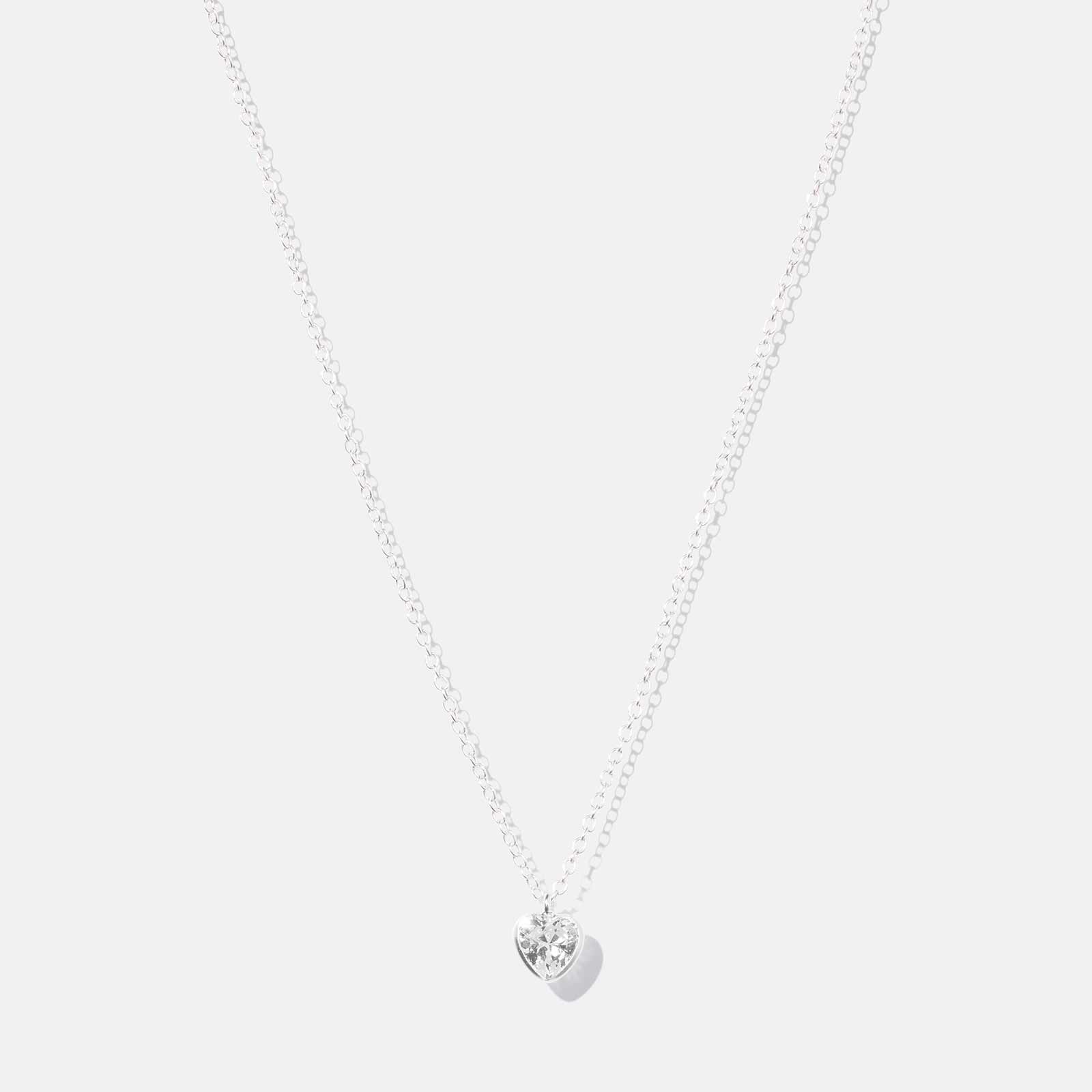 Silverhalsband för barn - vit sten hjärta, 36+2cm