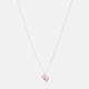 Silverhalsband för barn - rosa sten hjärta, 36+2cm