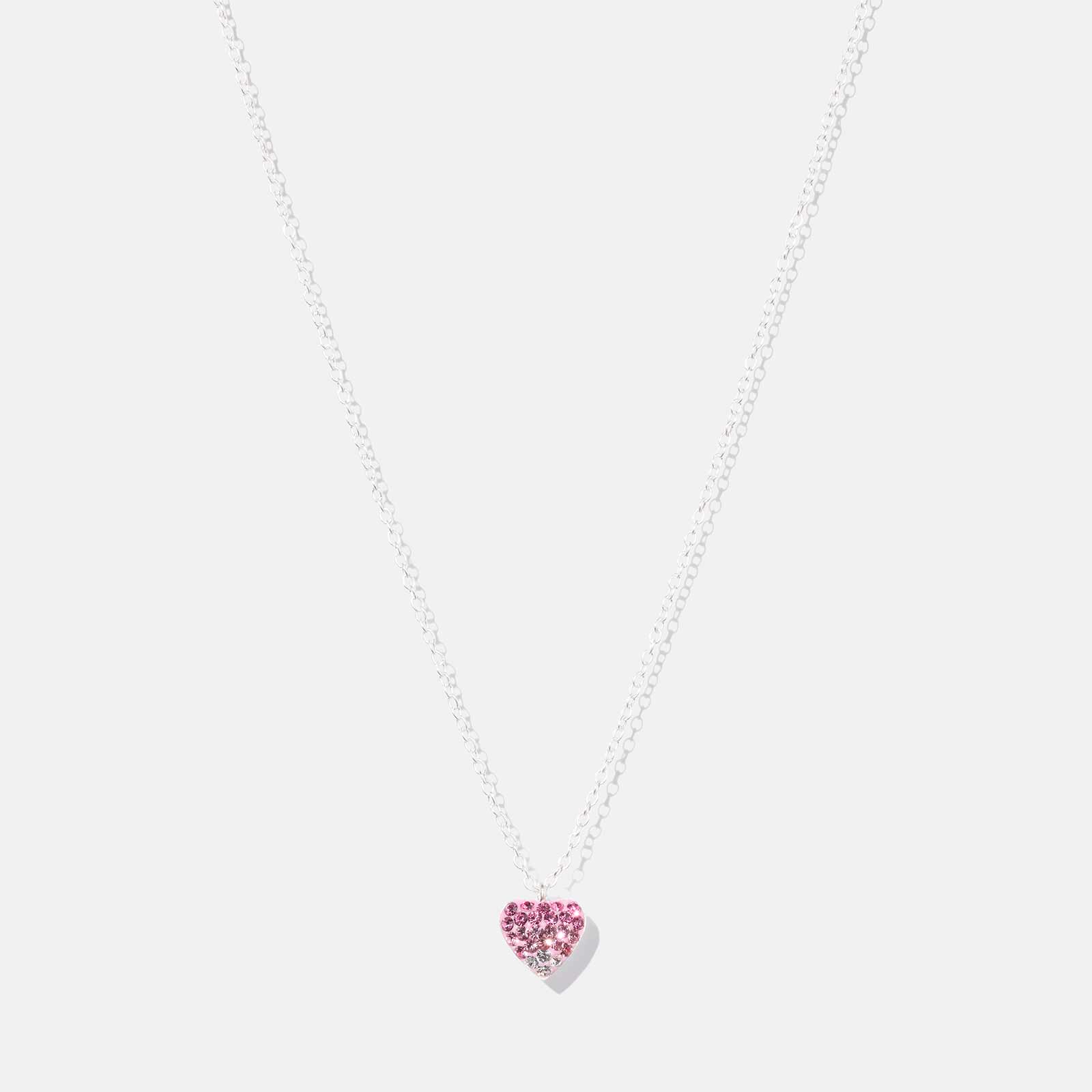 Silverhalsband för barn - hjärta, rosa/vita stenar, 36+2cm