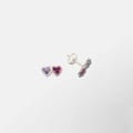 Silverörhängen för barn - lila/cerise hjärtan med stenar