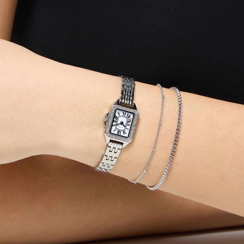 Ivy N Rox Chic klockset - rektangulär, silver