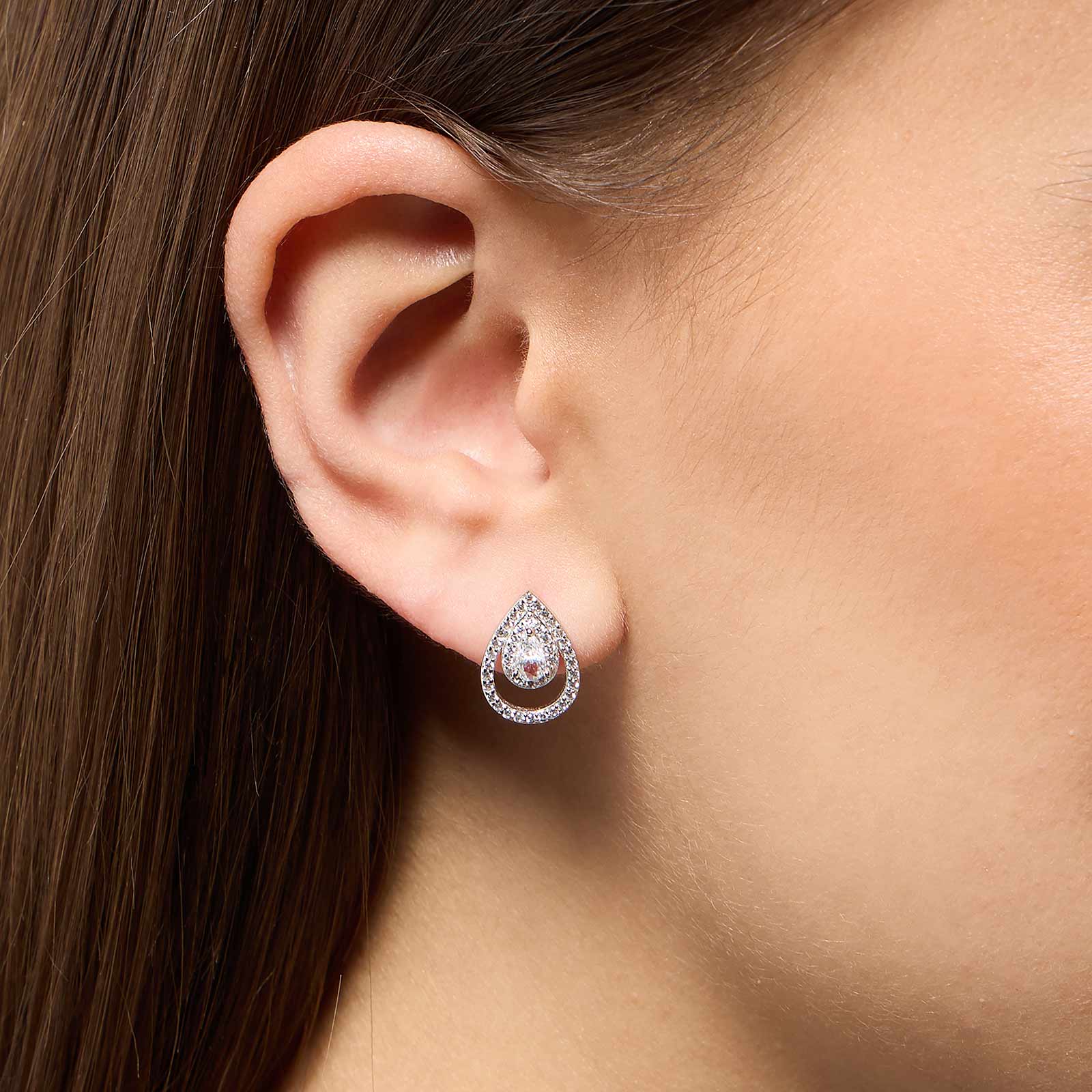 Örhängen i äkta silver - studs droppar, 10x14mm