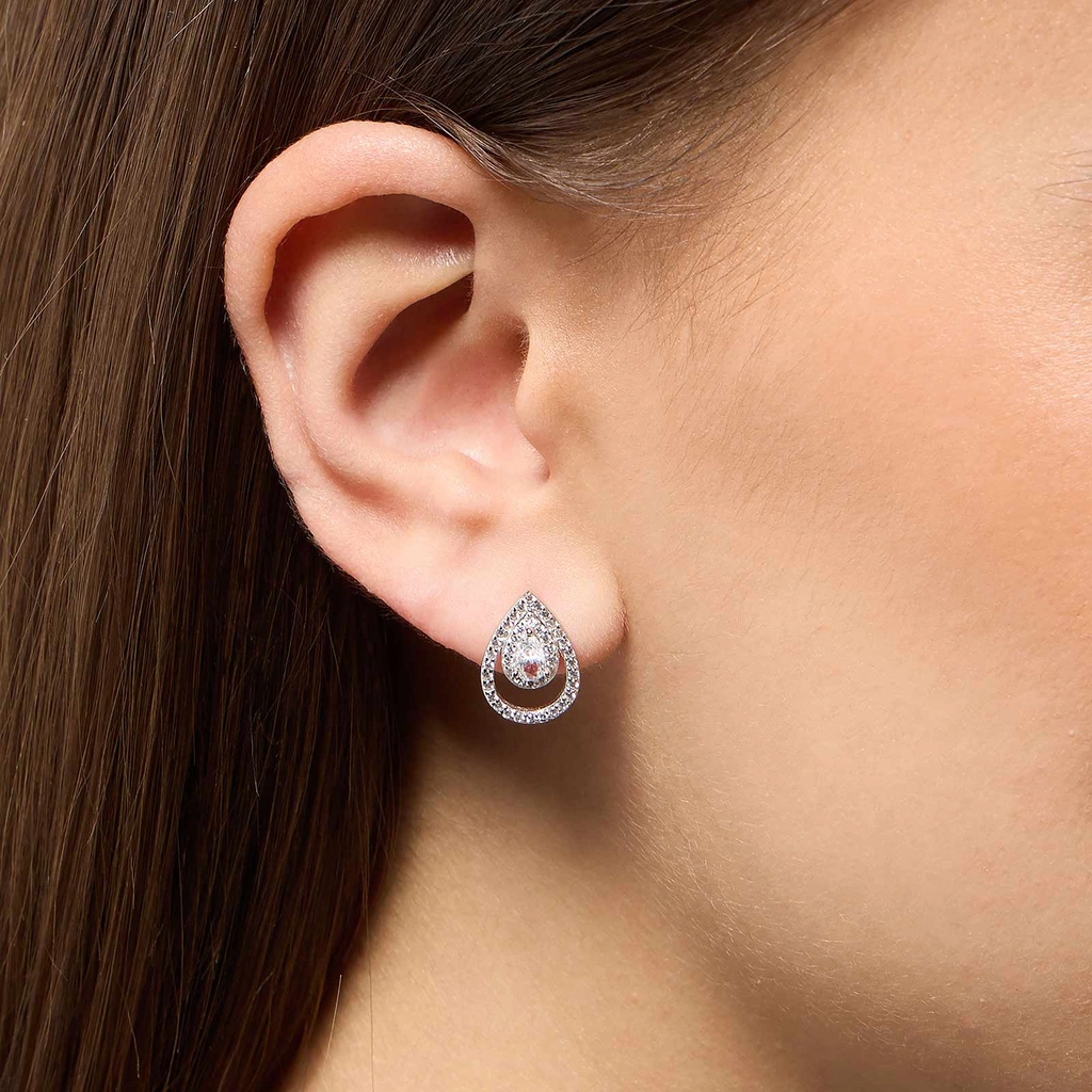 Örhängen i äkta silver - studs droppar, 10x14mm