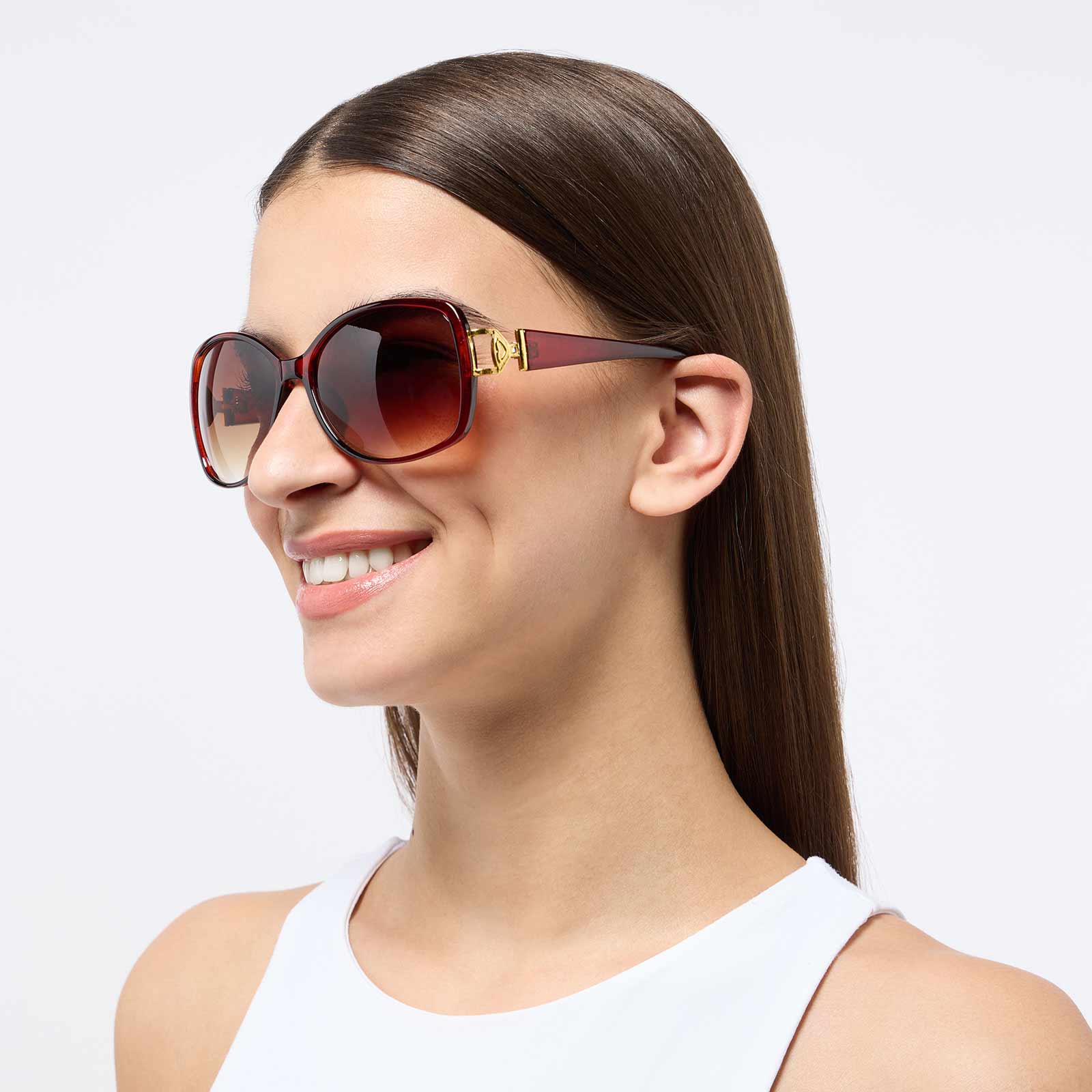 Solglasögon - rödbruna, rundade