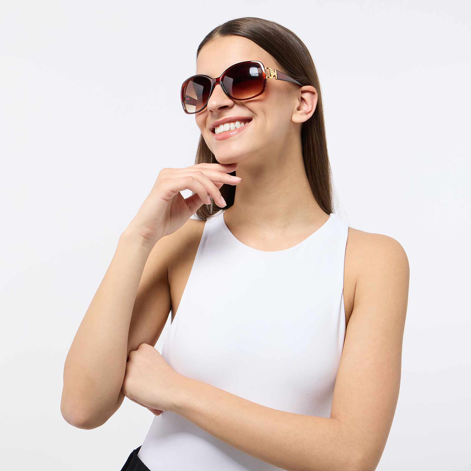 Solglasögon - rödbruna, rundade