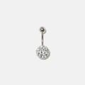 Navelpiercing barbell i stål - glitterboll