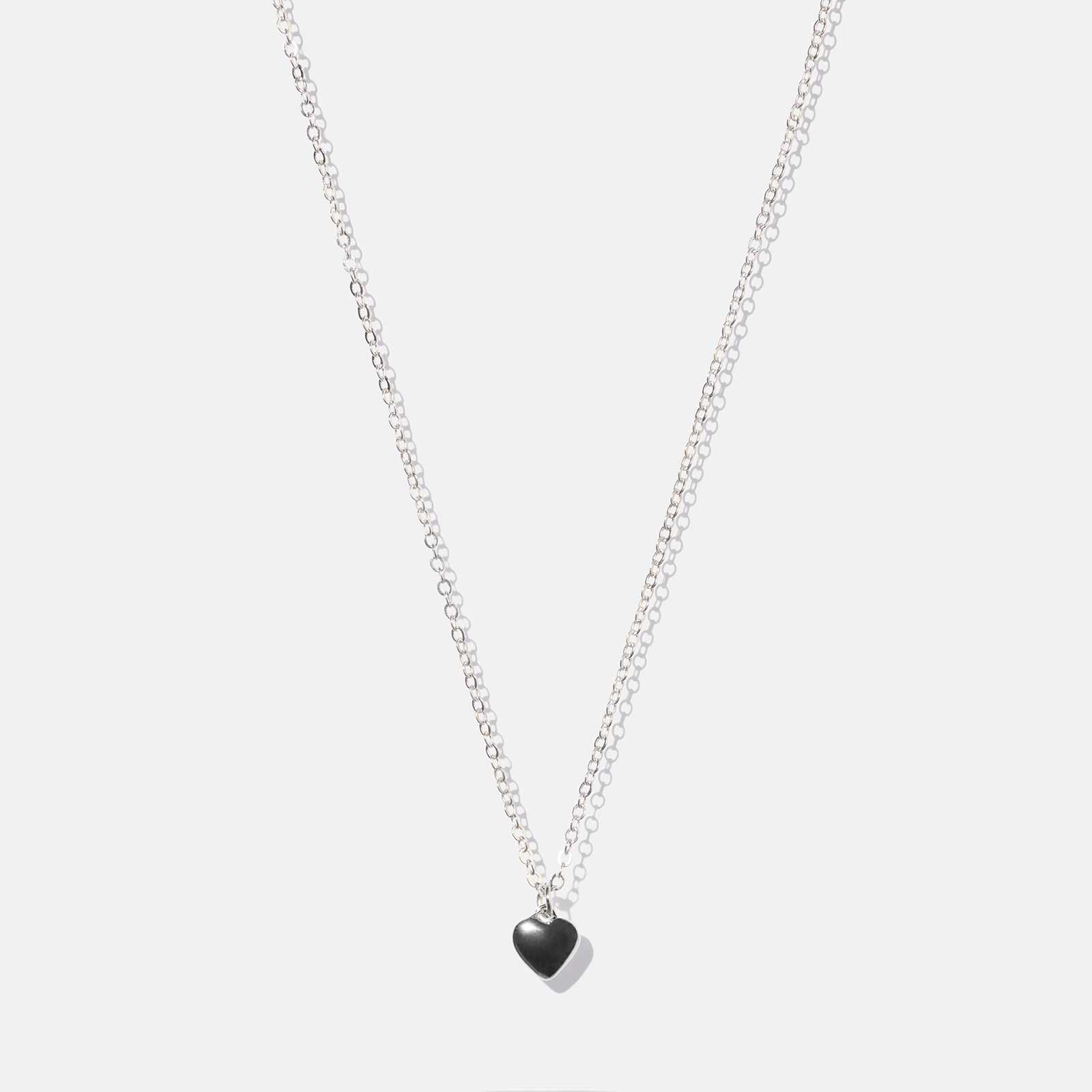 Silverfärgat halsband -  kedja med hjärta, 42+6 cm