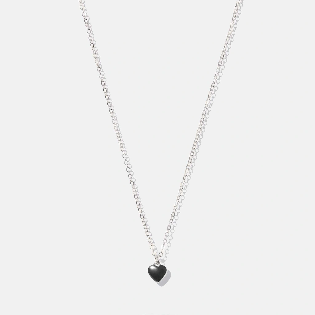 Silverfärgat halsband -  kedja med hjärta, 42+6 cm